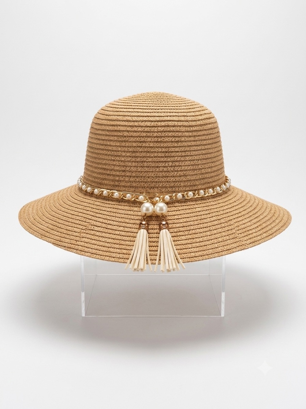 Straw Tassel Sun Hat - Brown